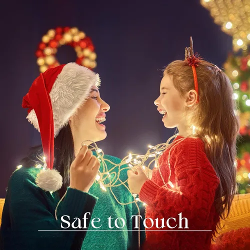 Vista 5 de Selarlyt 100 luces LED de Navidad para interiores y exteriores, luces blancas cálidas para árbol de Navidad, cable transparente, 39 pies, tira