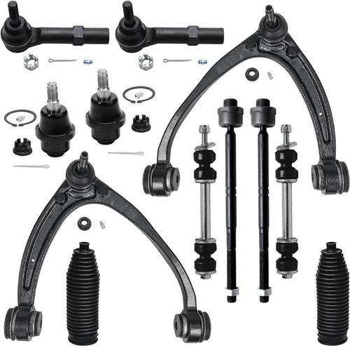 Vista 65 de Detroit Axle – 12 brazos de control superiores e inferiores delanteros con rótulas, barras de unión exteriores e interiores con topes, barras