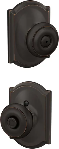 Vista 22 de SCHLAGE F10 GEO 716 Pomo de Puerta Georgiano, Cerradura de Paso para Pasillo y Armario, Bronce Envejecido (Paquete de 4)