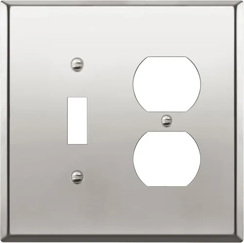 Vista 25 de ENERLITES Placa de pared de metal para combinación de interruptor de palanca y receptáculo dúplex, cubierta de salida de acero inoxidable 201