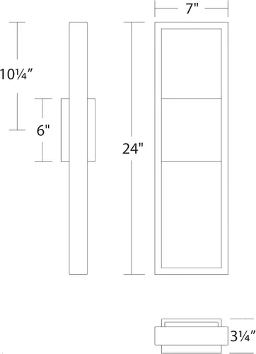 Vista 2 de WAC Lighting dweLED, Archetype 24in LED centrada en luz de pared interior y exterior 3000K en negro