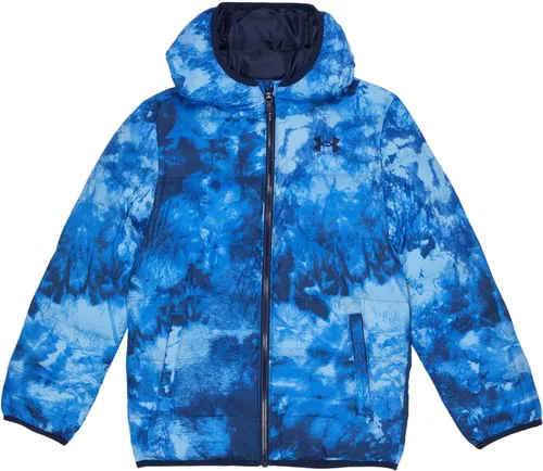 Vista 7 de Under Armour Pronto Chaqueta acolchada para niño, peso medio, cierre de cremallera, repele el agua grafito azul