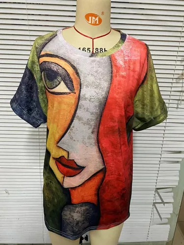 Vista 5 de Camiseta de pintura floral 3D de Van Gogh para mujer, famosa camiseta impresionista de pintura al óleo, camiseta estampada para mujer