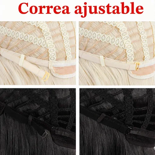 Vista 6 de MapofBeauty Peluca de disfraz de anime de cosplay larga y recta de 40 Negro