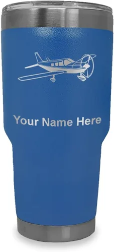 Vista 15 de LaserGram Vaso aislado al vacío de 20 onzas, avión de ala baja, grabado personalizado incluido (negro) Engraved Gift for Pilots, Vacuum Insulated
