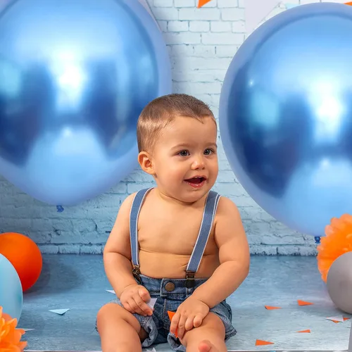 Vista 6 de Skylety Paquete de 10 globos metálicos azules de 18 pulgadas, globos de helio de látex grandes cromados brillantes y gruesos para guirnalda