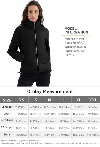 Vista 6 de Orolay Chaqueta acolchada ligera para mujer, abrigo de invierno de longitud corta casual