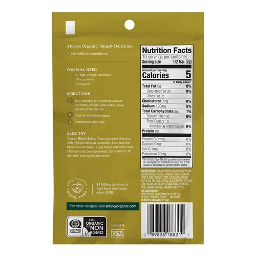 Vista 2 de Simply Organic Italian, certificado orgánico, sin gluten 0.7 oz