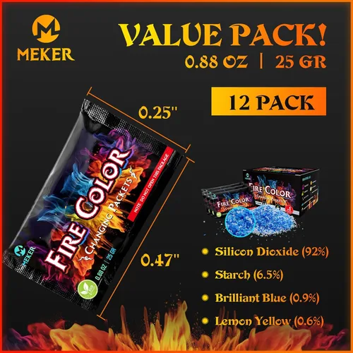 Vista 2 de MEKER Paquetes de Cambio de Color de Fuego – Fogata, Fogatas, Chimeneas al Aire Libre, Hoguera – Color de Fuego – Accesorios Perfectos de Campamento