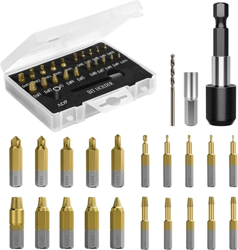 Vista 11 de Nuovoware Juego de extractor de tornillos dañados, 22 piezas, kit de extractor de tornillos pelados fácil de quitar, juego de removedor de tornillos