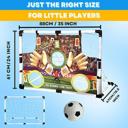 Vista 3 de Portería de fútbol para niños para patios traseros Juego de portería de fútbol para exteriores e interiores para niños y niñas de 2 a 8 años Red