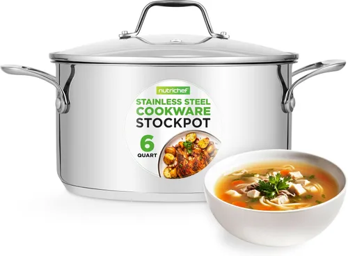 Vista 12 de NutriChef Olla de acero inoxidable de 2 cuartos de galón con tapa, cacerola resistente con asas ergonómicas, para todas las estufas