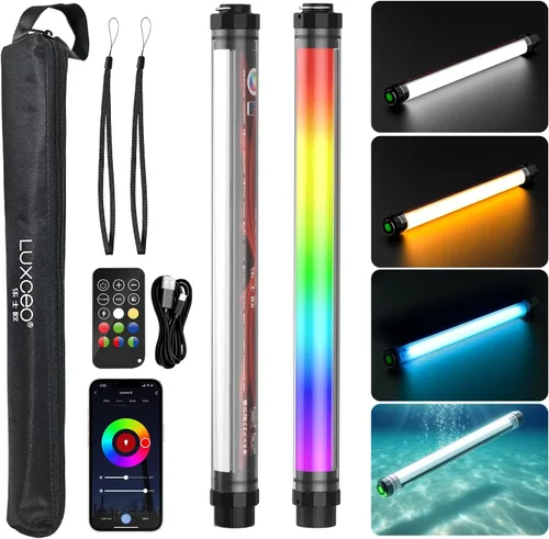 Vista 8 de Luz de fotografía de mano profesional LED de video varita de luz 12 modos de iluminación, atenuación continua, CRI≥95 IP68 impermeable con batería