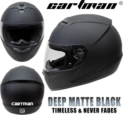 Vista 4 de CARTMAN Casco integral para motociclista - Certificado DOT para bicicletas de carreras y de calle, Casco con visera para adultos con diseño
