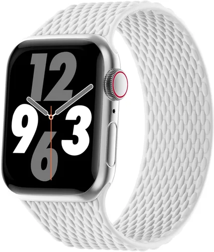Vista 16 de Silicone Braided Solo Loop Compatible with Apple Watch Band 38mm 40mm 41mm 42mm 44mm 45mm 46mm 49mm, Stretchy Elastic Sport Strap Compatible for