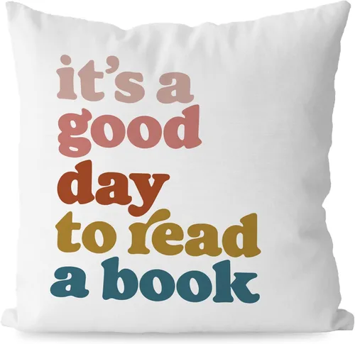 Vista 10 de KEUSPI Funda de Almohada de Lectura "It's a Good Day to Read a Book" Decoración de Lectura Funda de Almohada Decorativa 18x18 pulgadas, Funda