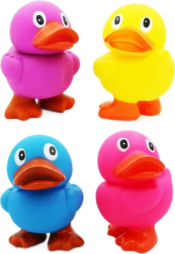 Vista 3 de The Dreidel Company Juguete de pato de goma gigante con aletas, patitos de goma gigantes para niños, baño, baby shower, cumpleaños, actividad