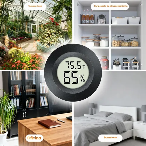 Vista 4 de 2 unidades de termómetro higrómetro mini digital con pantalla LCD, medidor de humedad para interiores y exteriores, temperatura