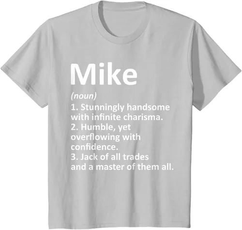 Vista 28 de MIKE Definition - Camiseta divertida para regalo de cumpleaños con nombre personalizado, Negro, S