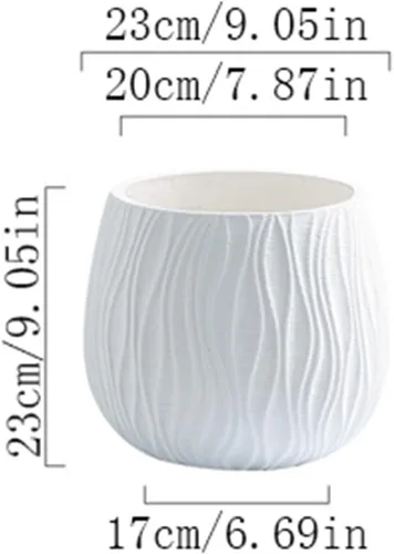Vista 3 de Flower Pots Floor Plant Pots Cement Large Round Planters Simple Water Pattern Pattern Solid Color Green Plants Floriculture Flower Pots Plant Beige