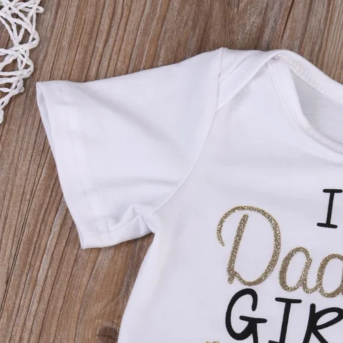 Vista 6 de Conjunto de 3 estilos para bebé recién nacido, con estampado de letra y texto "I'm Daddy" Girl