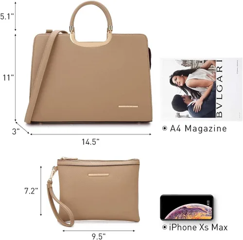Vista 4 de Bolso de mano para mujer con asa superior, bolso de hombro, bolso tipo tote, cartera con billetera a juego