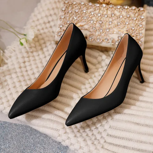 Vista 4 de YODEKS Zapatos de vestir clásicos de tacón bajo y medio para mujer con punta puntiaguda