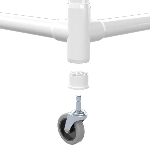 Vista 9 de FORMUFIT Adaptador de montaje de PVC con ruedas de 1-1/4 pulgadas, grado de muebles, blanco, fabricado en Estados Unidos, resistente a los rayos UV