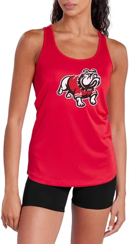 Vista 243 de Camiseta deportiva sin mangas oficial de NCAA Collegiate para mujer, con espalda cruzada, colección con logotipo primario