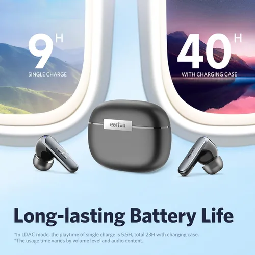 Vista 6 de Auriculares inalámbricos EarFun Air 2, controladores de 10mm con auriculares Bluetooth LDAC, audio de alta resolución, Bluetooth 5.3 con conexión