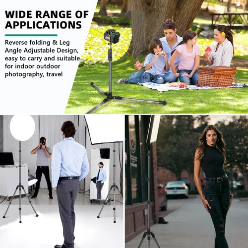 Vista 2 de Soporte de luz extensible para fotografía, ajustable de 6.6 pies/6.6 ft de aluminio para viajes, trípode de iluminación de estudio portátil