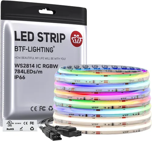 Vista 13 de BTF-LIGHTING Tira LED FCOB COB WS2814 IC RGBW 6000K Flexible de Alta Densidad con Efecto de Persecución de Color Uniforme 3m DC24V 896LED/m 16IC/m