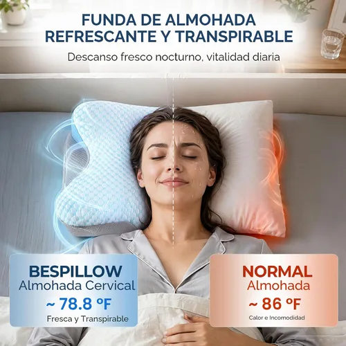 Vista 3 de Almohada cervical para aliviar el dolor de cuello, almohada cervical ergonómica para dormir, almohada de contorno para dormir de lado para soporte