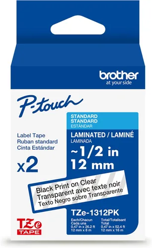 Vista 34 de Cinta laminada Brother Negro sobre Transparente, 6 mm (Tze111)