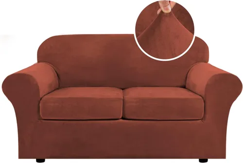 Vista 136 de H.VERSAILTEX - Funda elástica para sofá de 2 piezas, funda protectora de terciopelo, suave, con parte inferior elástica, con un ancho de hasta 49