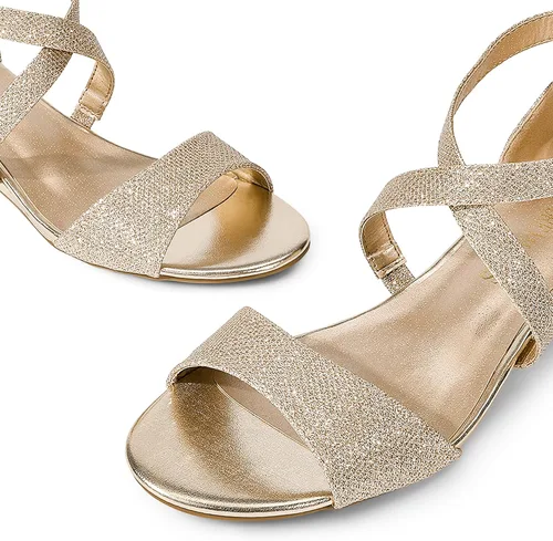 Vista 4 de DREAM PAIRS - Sandalias de tacón bajo con correa de tobillo para mujer