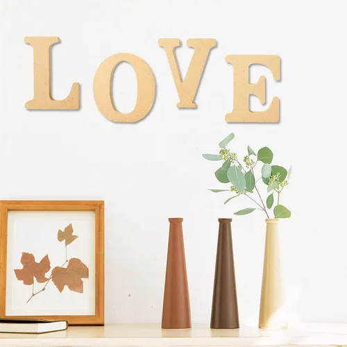 Vista 5 de AOCEAN Letras de madera diseñables de 4 pulgadas, letras de madera sin terminar para decoración de pared, letras decorativas de pie en rodajas