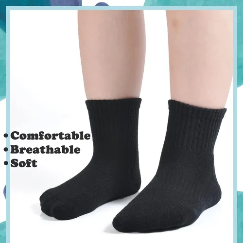 Vista 2 de Mini angel Calcetines deportivos acolchados para niños, paquete de 6 calcetines deportivos unisex de malla transpirable de algodón para niños y niñas