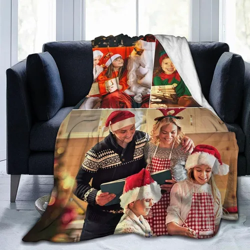 Vista 6 de QETXVI Manta personalizada con fotos, texto, manta personalizada de franela para regalos de cumpleaños de adultos y niños, Navidad, Halloween