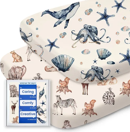 Vista 84 de Sábanas suaves para cuna de niño de alta calidad, sábana bajera para cuna ultra transpirable, sábanas súper elásticas de 28 x 52 x 9 pulgadas