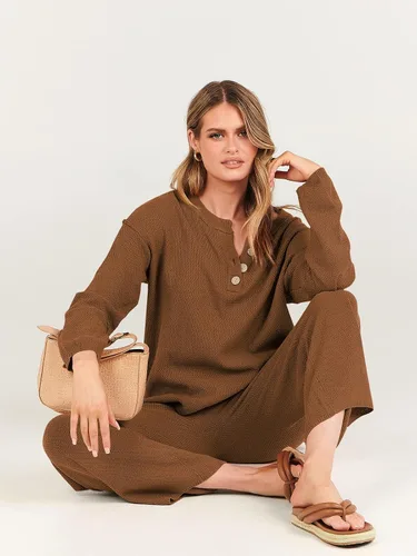 Vista 8 de ANRABESS Conjunto de 2 piezas para mujer, conjunto de suéter holgado holgado de punto de gran tamaño, conjunto de ropa de descanso a juego de moda