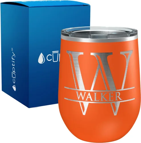 Vista 51 de Vaso personalizado de regalo de cumpleaños para mujeres y hombres, con monograma de escritura dividida, inicial y nombre grabado en negro, taza