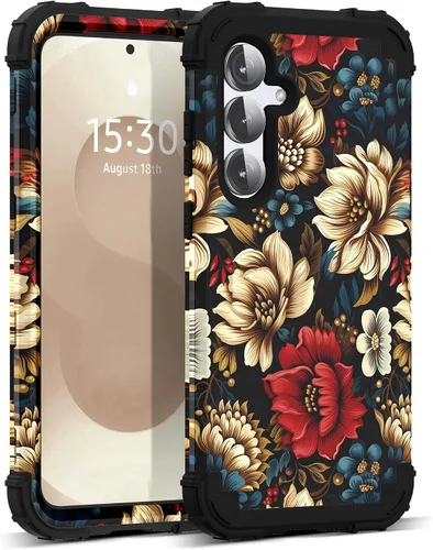 Vista 60 de Funda para Galaxy A14 5G Case, Patrón Floral 3 en 1 Protección Resistente de Servicio Pesado a Prueba de Golpes Parachoques de Goma de Silicona