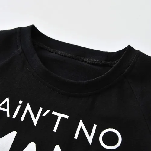 Vista 3 de Conjunto de ropa para bebés y niños pequeños con letras impresas, pantalones, leggings