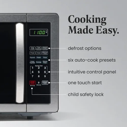 Vista 3 de BLACK+DECKER BCRK17V - Refrigerador compacto Energy Star de una sola puerta con congelador y microondas Farberware para encimera, 1000 vatios, 1.1