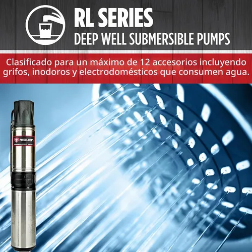 Vista 4 de Red Lion RL12G10-2W2V Bomba sumergible de pozo profundo de 4 pulgadas, 1 HP, 12 GPM, 2 cables, 230 voltios, acero, 14942404