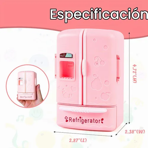 Vista 2 de Mueble Mini Refrigerador para Casa de Muñecas, Accesorio Esencial de Cocina para Casa de Muñecas, Compatible con Mini Alimentos, Decoración