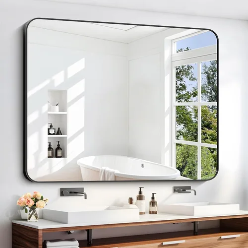 Vista 48 de DESBING 16"x20" Bathroom Mirror for Over Sink, Black Framed Wall Mirror Negro