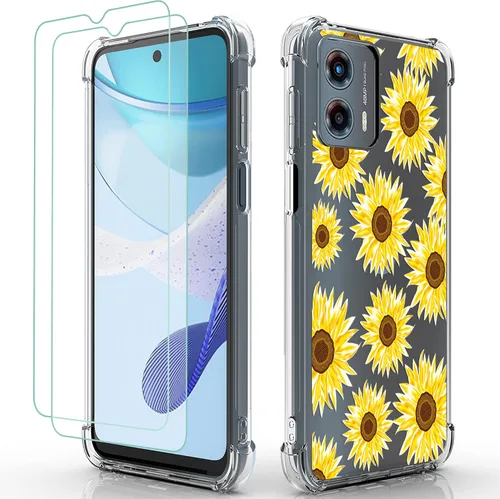 Vista 8 de Osophter Funda para Moto G 5G 2023, Motorola G 5G 2023 para mujeres y niñas, diseño floral con protector de pantalla, absorción de golpes, funda