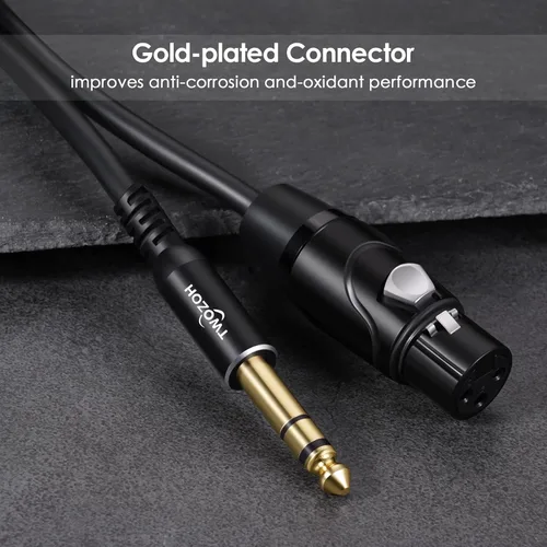 Vista 5 de Twozoh Cable XLR Hembra a TRS de 1/4 Pulgada (6.35mm), Cable de Micrófono XLR a Jack de Cuarto de Pulgada Equilibrado 1 Pie (Profesional/HiFi)